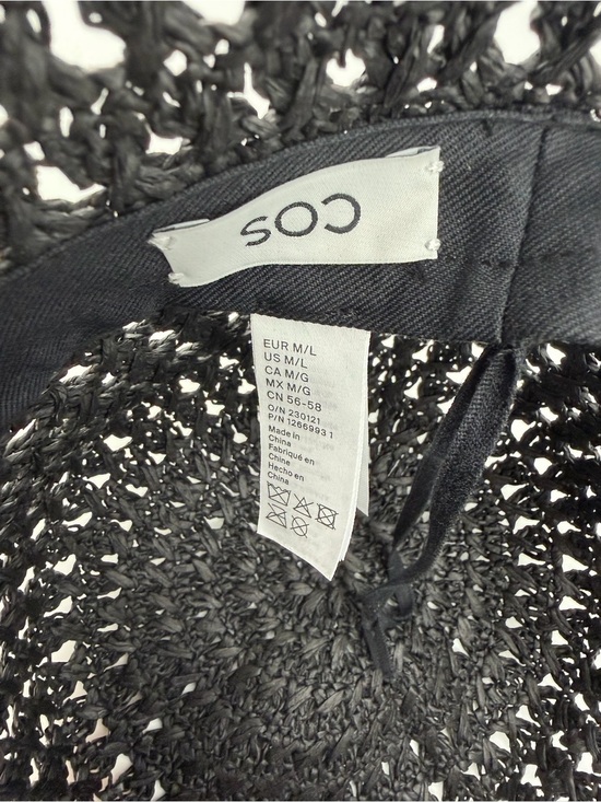 Cos Open Weave Straw Bucket Hat In Black